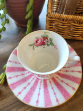 Load image into Gallery viewer, Crown Stamford striped rose teacup
