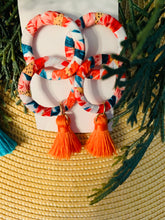Load image into Gallery viewer, Boho tropical hoops and tassels
